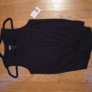 SO BRAND WOMENS JUNIORS V-NECK BLACK POCKET KNOTTED TANK TOP SIZE SMALL
